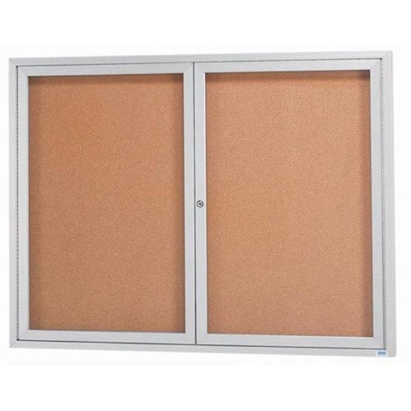 Aarco Aarco Products DCC4860R 2-Door Enclosed Bulletin Board - Clear Satin Anodized DCC4860R